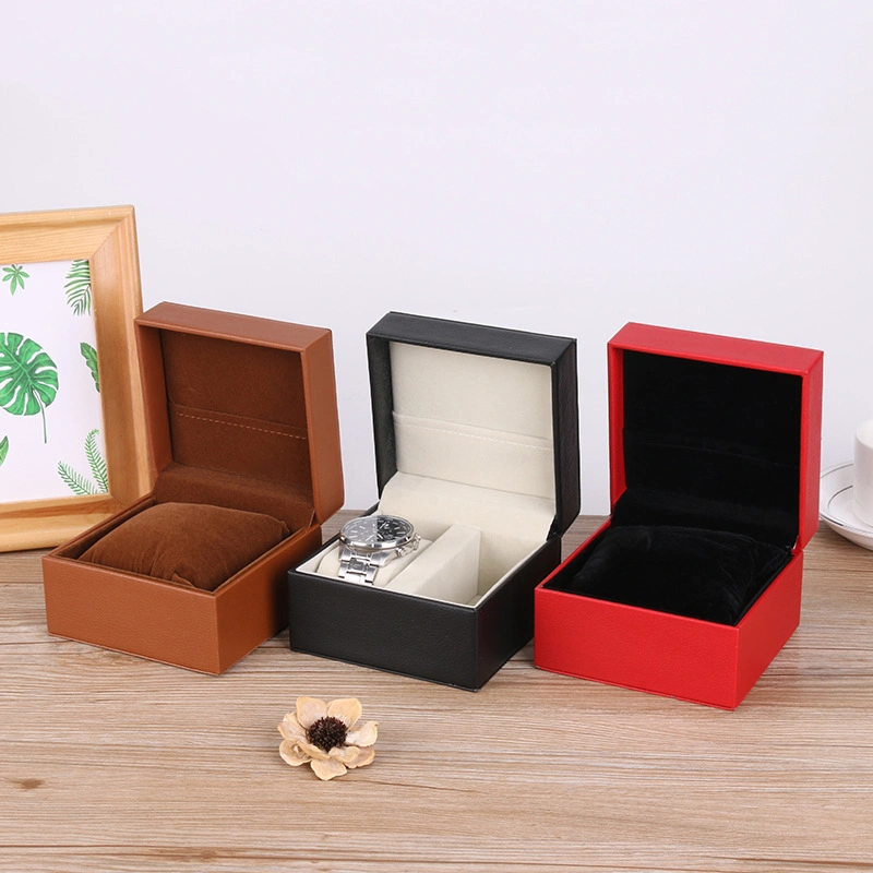 High quality/High cost performance Lux Red PU Leather Packaging Box Gift Watch Packing Box with Custom Logo