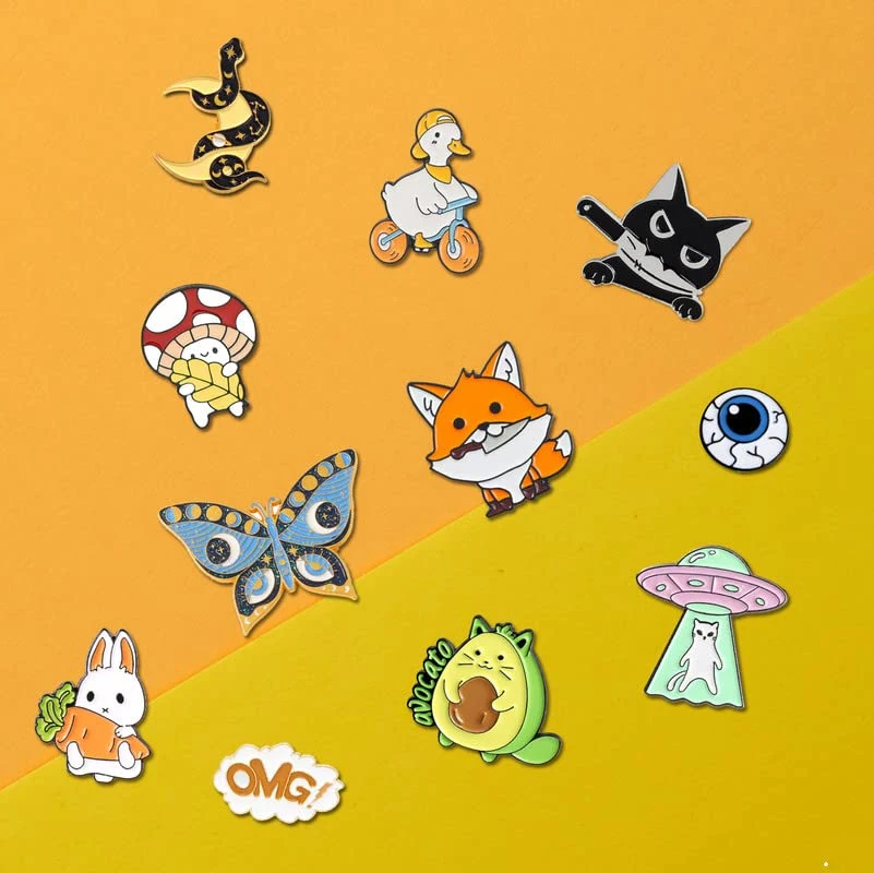 Enamel Brooch Bulk Set, Lapel Badges, Cartoon Plant Enamel Pin Sets, Funny Button Pins Jewelry for Backpack Cloths Hats Jacket Decoration