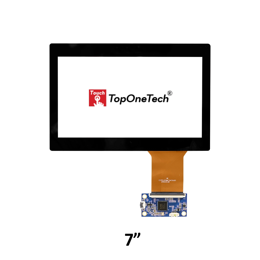 7 Inch Pcap Capacitive Multiple 16:9 USB Touch Screen Sensor with Toughened AG Anti-Scratch Glass Work with Water Dust Oil I2c USB Interface for TFT LCD Bonding