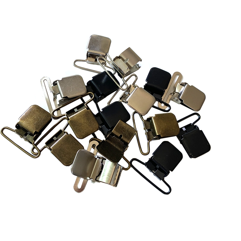 High quality/High cost performance 25 mm Black Alloy Metal Hardware Suspender Clips Garment Accessories for Straps DIY