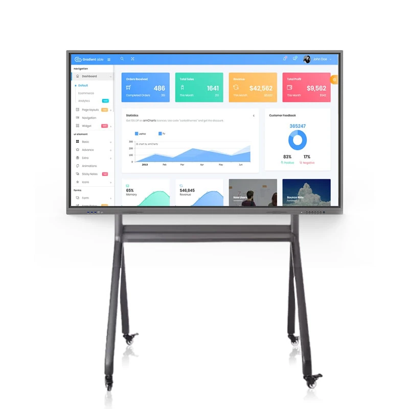 Multi Touch 20 Point IR Touch Interactive Whiteboard 75 Inch Android 11 Version for Conference