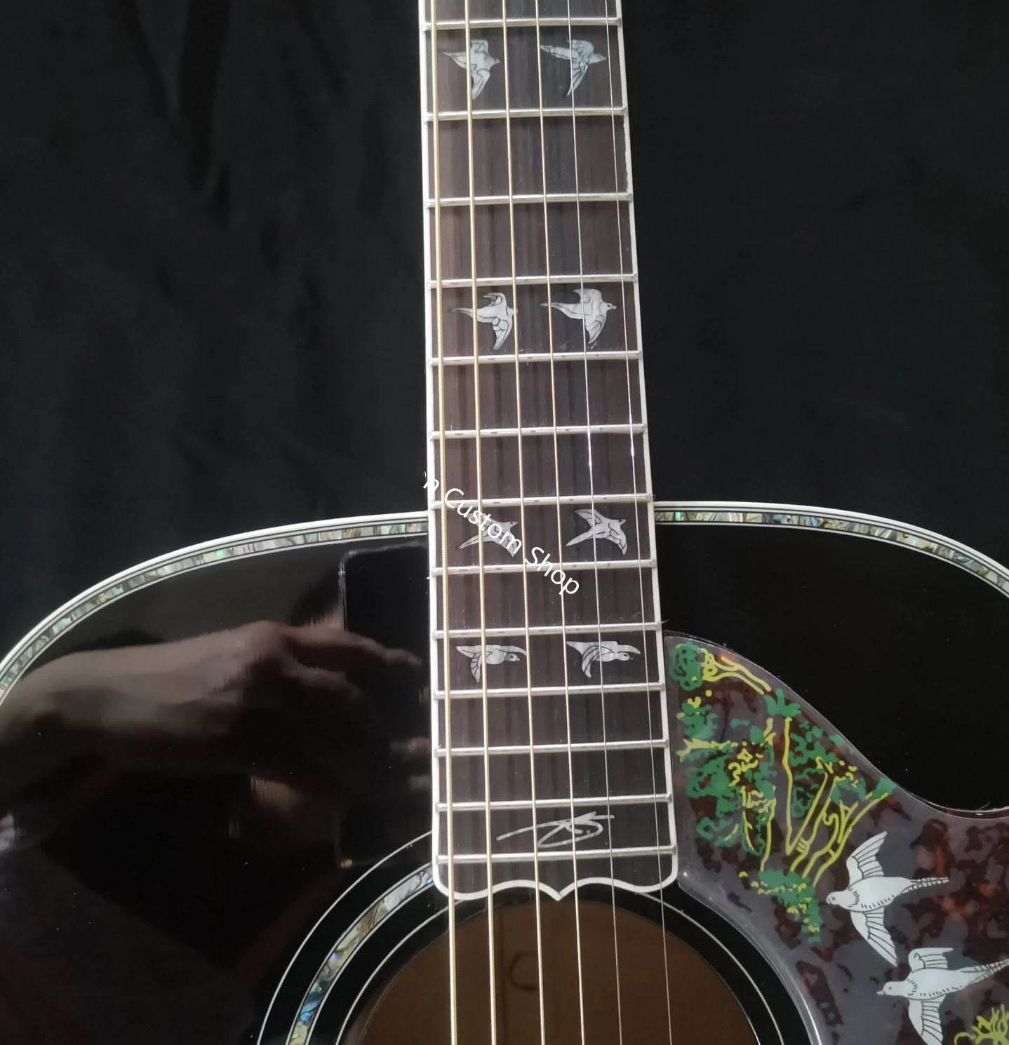 Solid Flamed Maple Back Side 5A Madera Dove Guitarra acústica