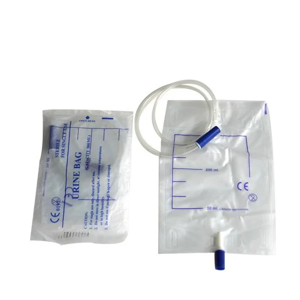 Sac de collecte d'urine stérilisé en gros avec valve à poussoir pour adulte Sac de collecte de drainage urinaire de 2 000 ml