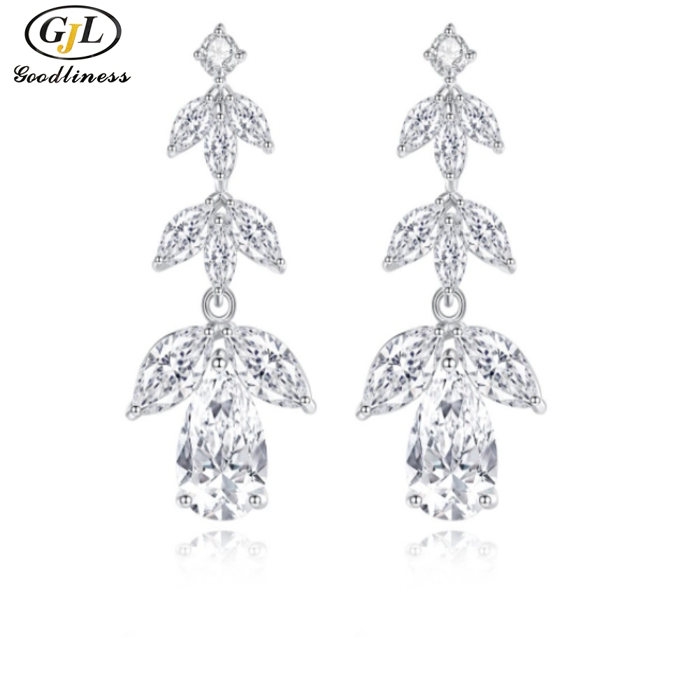 Factory Wholesale Brass Zircon Drop Pendant Earrings for Women