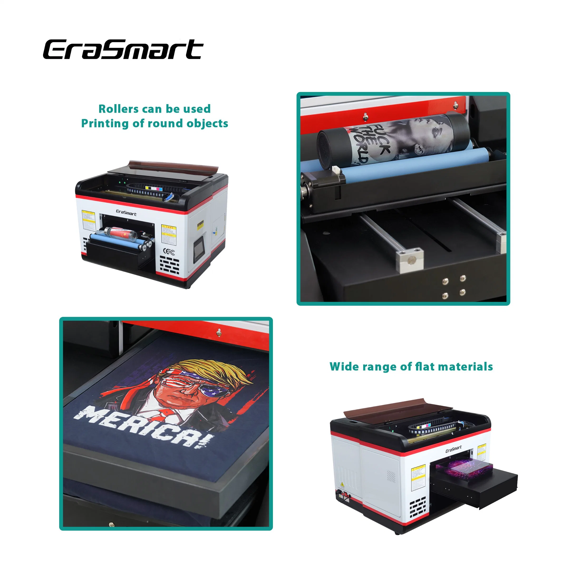 Erasmart High Resolution Mini Digital UV Printer A3 UV Flatbed Printer for Label Sticker Printing