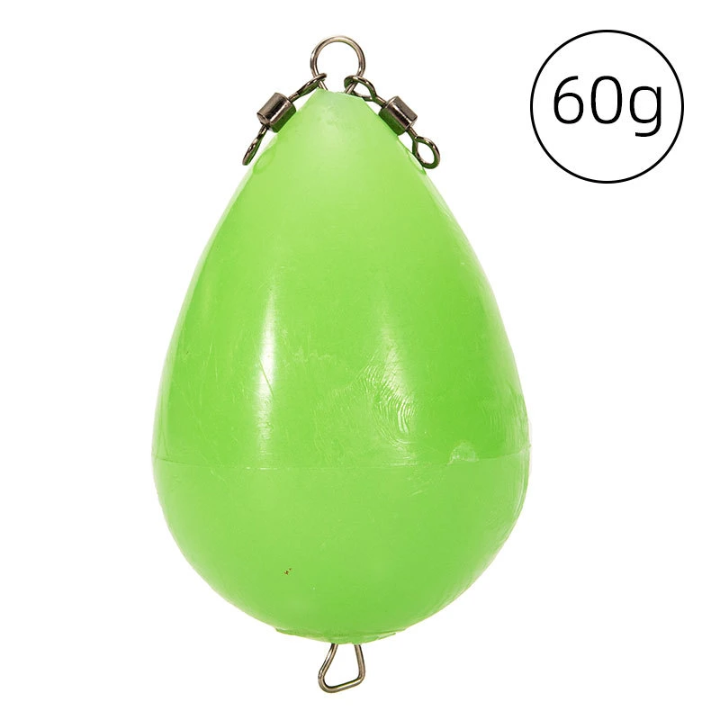 Night Fishing Luminous Green PP Plastic Solid Egg Shaped Fishing Floats