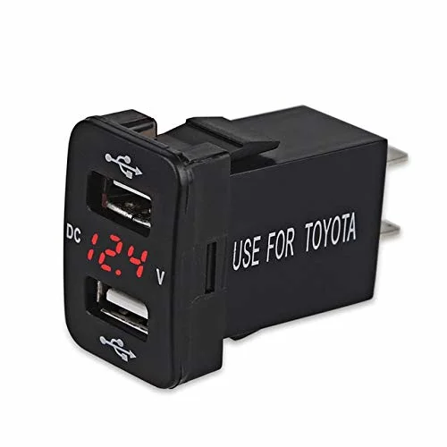 Car Charger 12V Dual USB Ports Socket Voltmeter 4.2A Power Adapter for Toyota