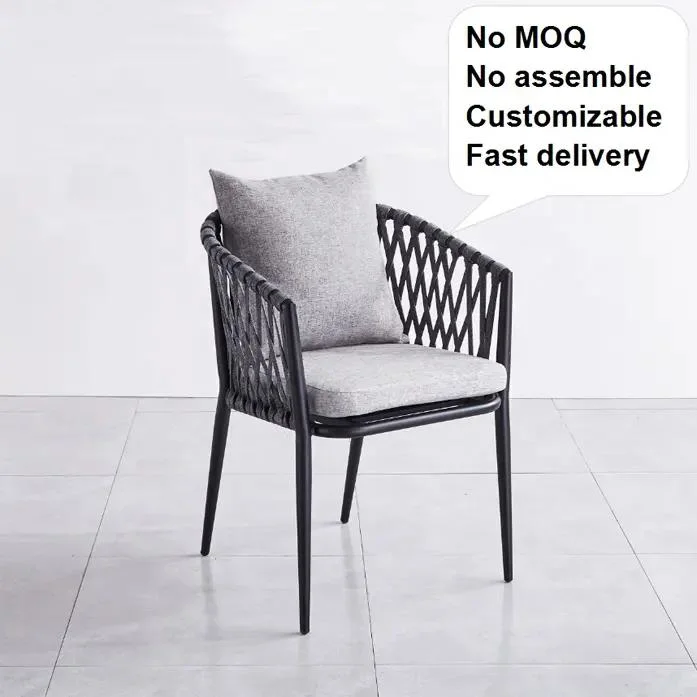 Chaise de salle à manger en corde pour restaurant de mobilier d'extérieur en aluminium en gros Lecong