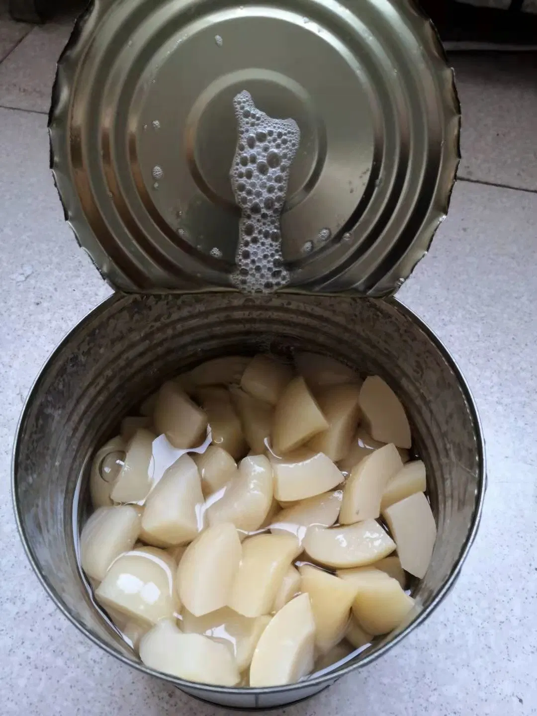 Canned White Peach Wedge Dice in Syrup