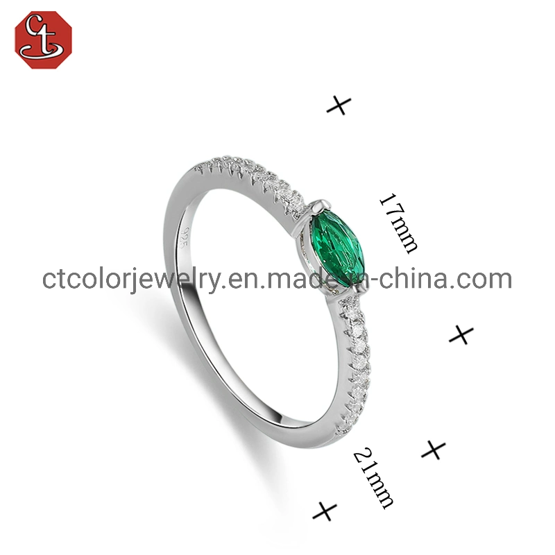 Wholesale/Supplier Jewelry Natural Emerald Stone S925 Silver Ring Fashion Women's Jewelry