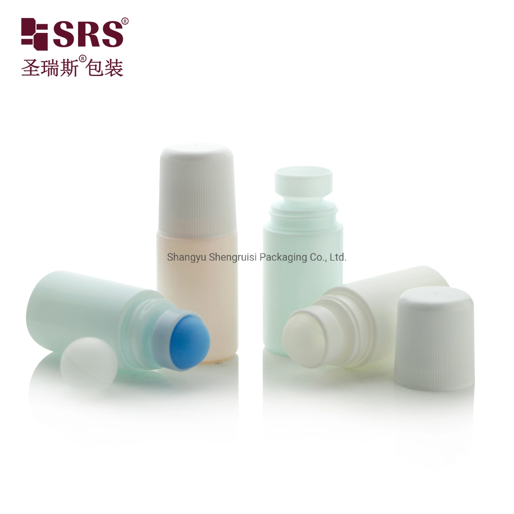 RPPC-60ML White Deodorant Roller Bottle with White Ribbed Surface Cap For Disinfectant Use China Supplier