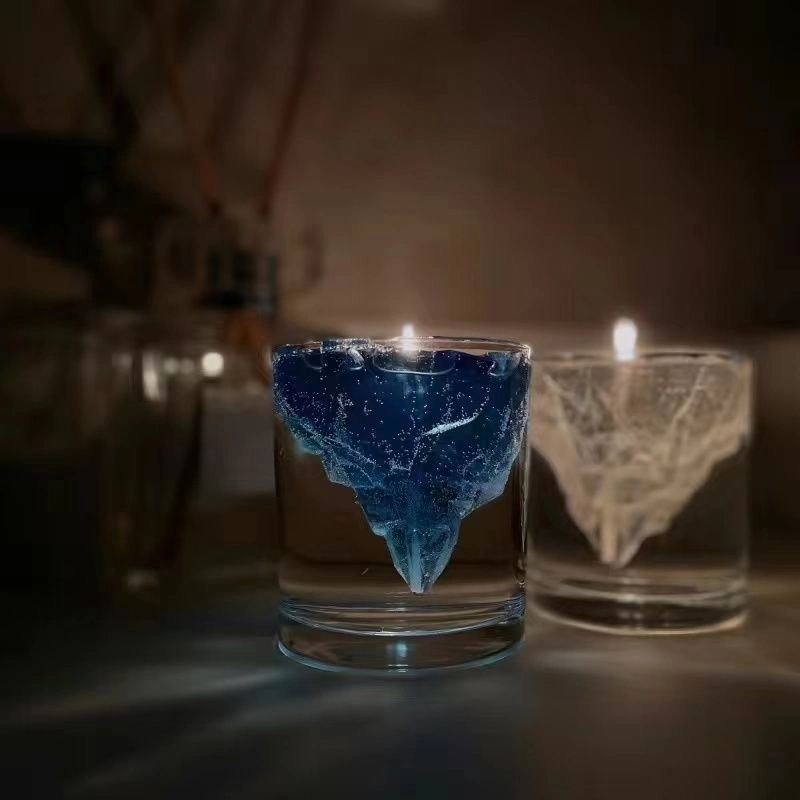 Ins Aromatherapy Candle criativo flutuante Iceberg vidro Candlestick quarto beira-leito Presente coração menina decorativa