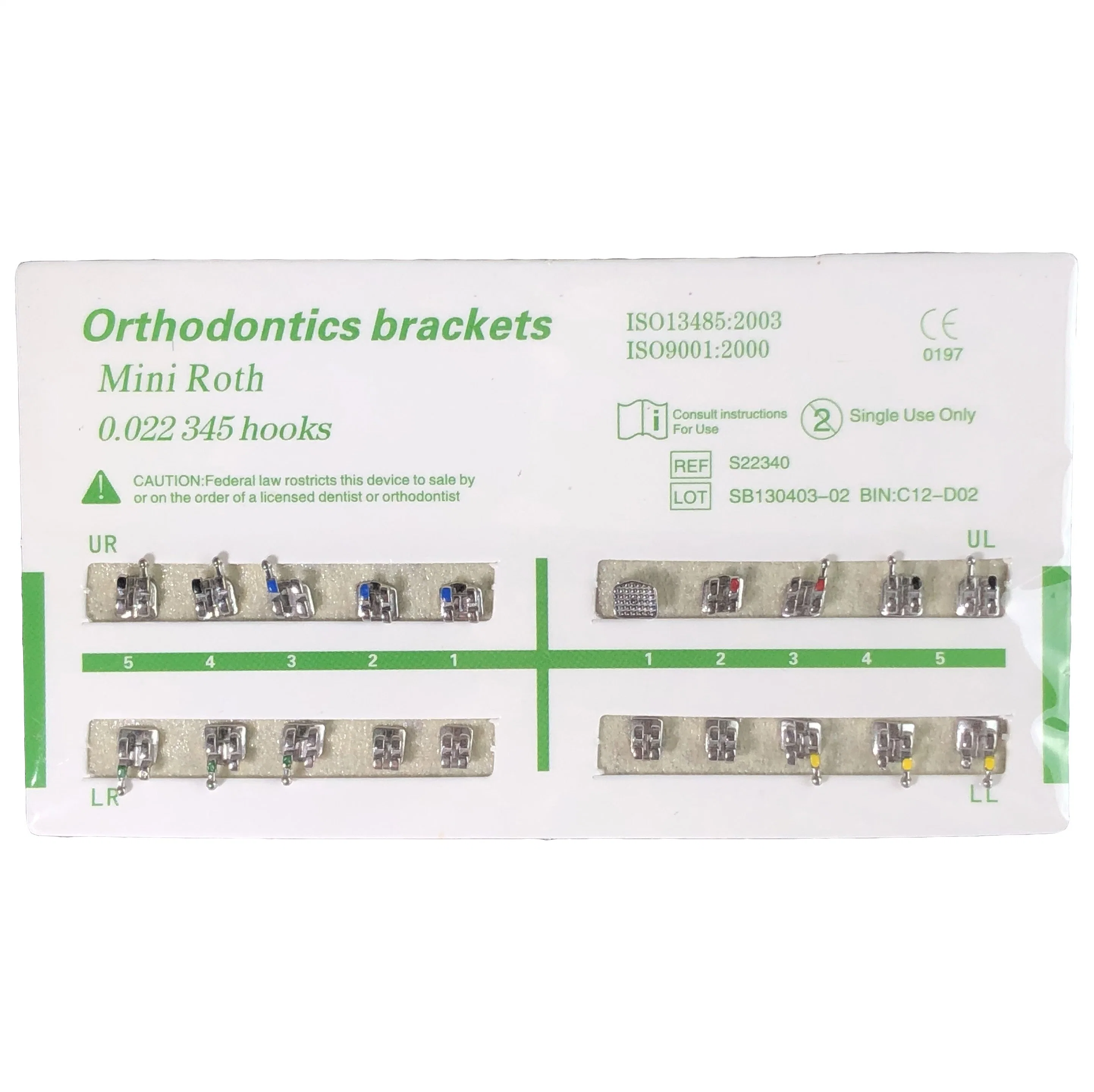 Matériel dentaire orthodontique Support dentaire Mini auto ligaturant Roth 0,022