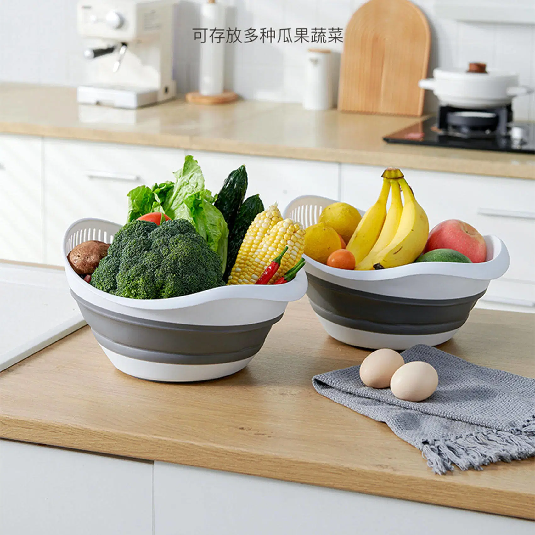 Double-Layer Drain Basket Fruit and Vegetable Multi-Purpose Plastic Basket