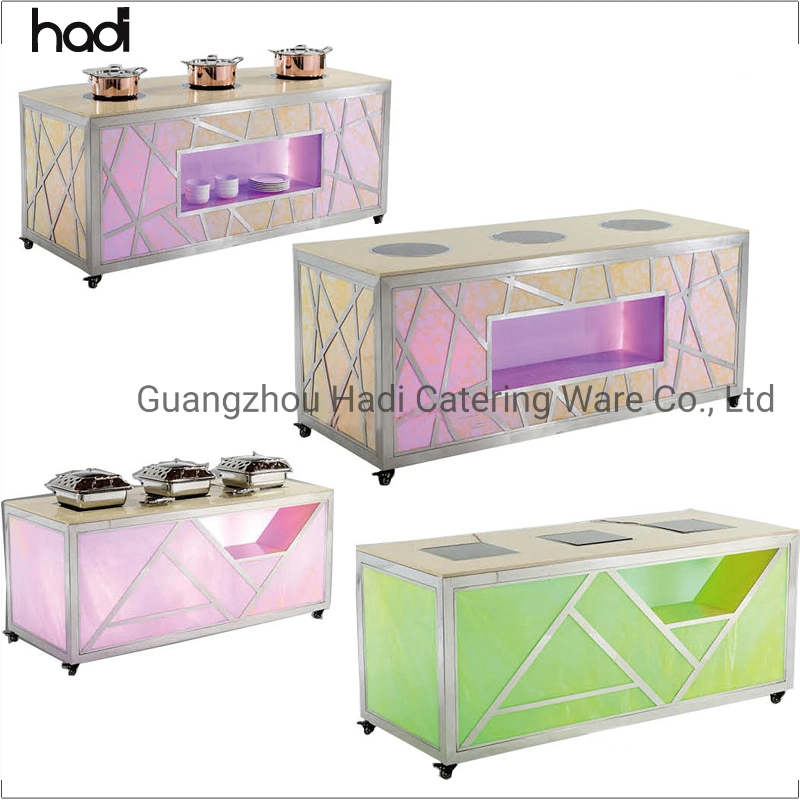 Multifunction Wholesale/Supplier Buffet Table Tempered Glass Modern Design LED Lighted Nordic Italian Small Folding Hotel Stainless Steel Antique Square Coffee Tables