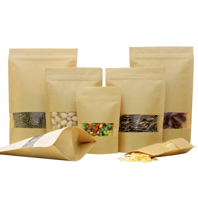 Biologisch Abbaubarer Kunststoff Craft Kraftpapier Bedruckter Mylar Müll Einkaufsstand Up Mylar Verpackung Tasche mit Zip Lock Food Cookie Candy Tasche