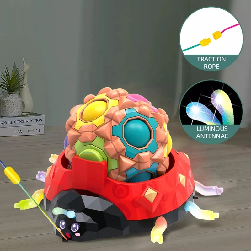 Hand Held Roller Massage Ladybird Scooter Base Colorful Light-Emitting Decompression Silicone Fingertip Spinning Fascia Matching Magic Cube Ball