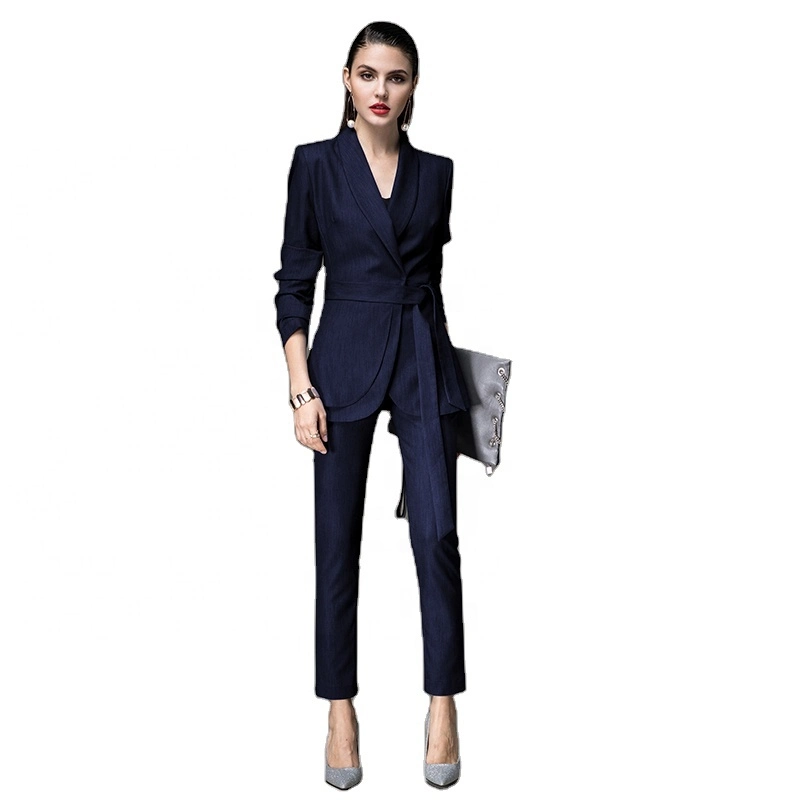 Großhandel/Lieferant Damen Mode Kleidung für die Arbeit Professional Slim Fit 2 Stücke Damen Blazer Office Tragen Anzug