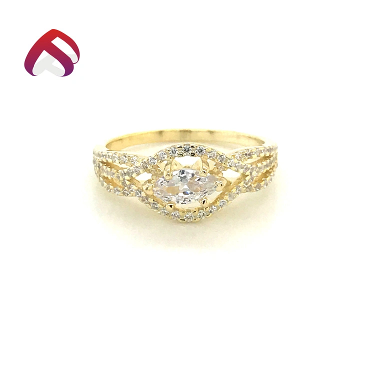 14K Gold Plated Jewellery 925 Silver Cubic Zirconia Ring Lab Diamond Fine Jewelry (RG85260)