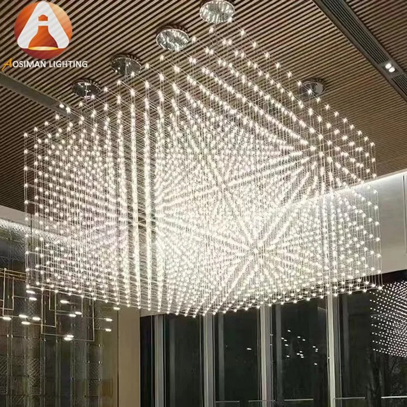 Hotel Lobby Living Room Modern Ceiling Lamp LED Pendant Light Cubic Chandelier