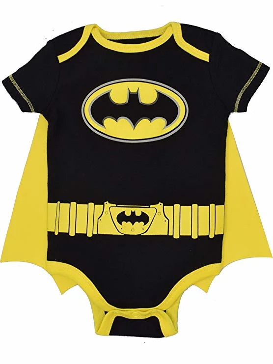 Justice League Baby Black Bodysuit and Cape Set- , Superman & The Flash Garments