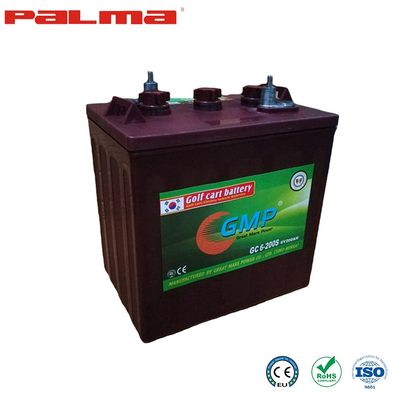 Palma AGM/Gel Battery Starter Battery China Manufacturers Gc6-180s Lead-Acid Battery Rechargeable Golf Car Battery