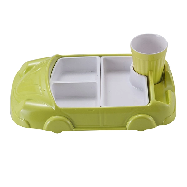 Four Colors Melamine Children 4-Divided Plates in Car Design Novel Children Plates