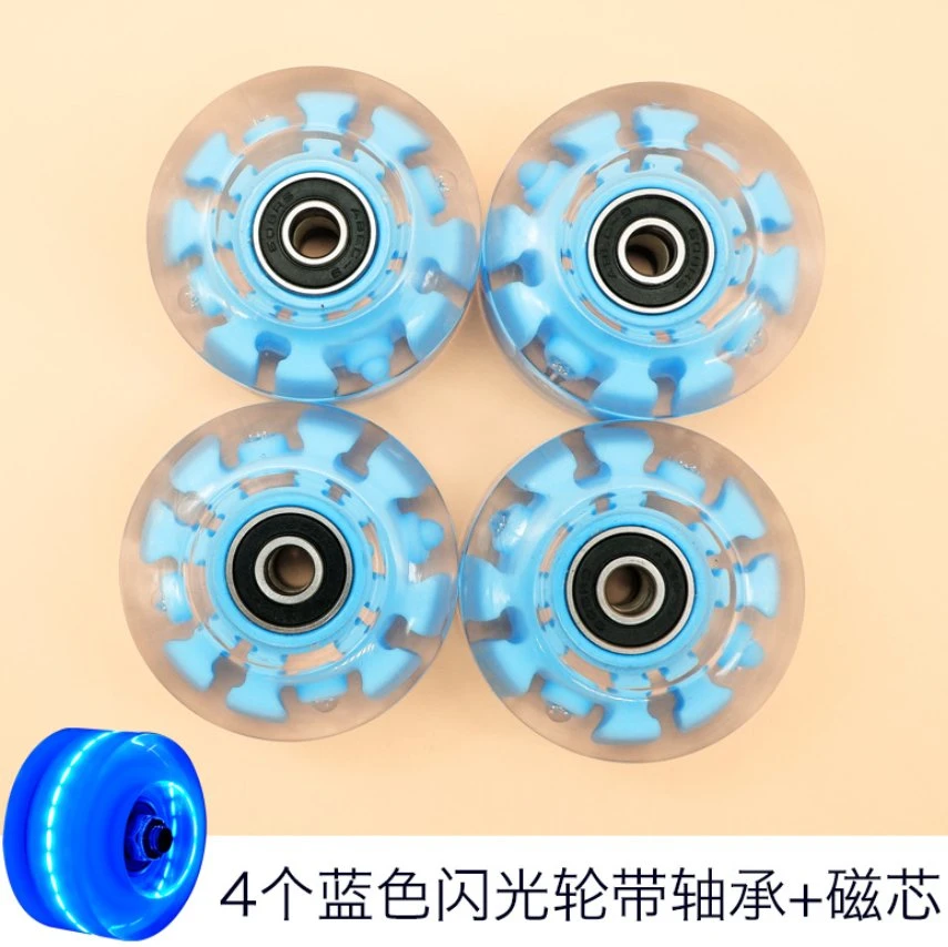 Double Roller Skates Shining Wheel PU Wheel Flashing 4PCS Pack with UV LED Light