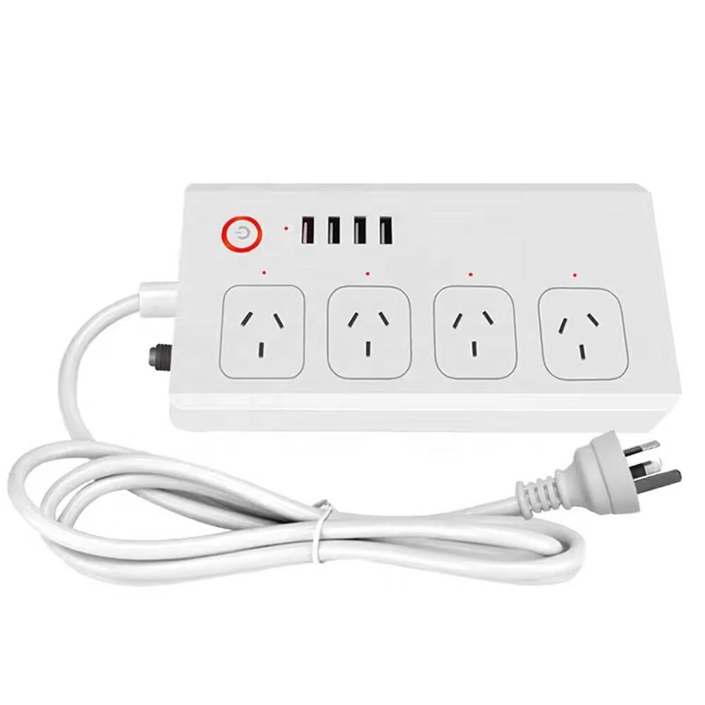 10A Tuya WiFi Smart Power Strip 4 AC Points de vente et 4 ports USB UA Prise d'extension avec Alexa Accueil Google