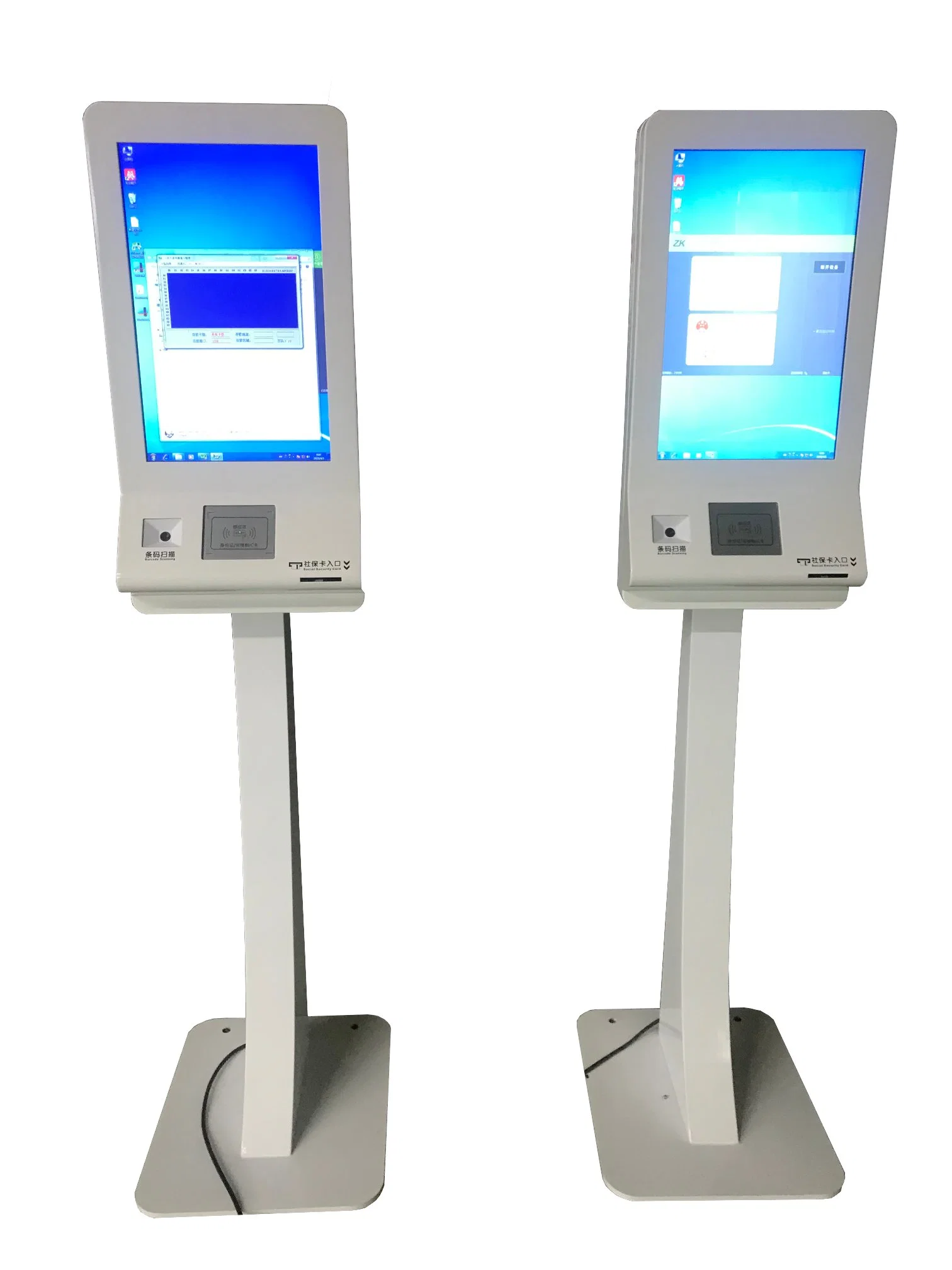 19 Inch Floor Stand Information Kiosk Interactive LCD Touch Display Ticket Vending Machine with Bar Code Scanner ID Card Reader