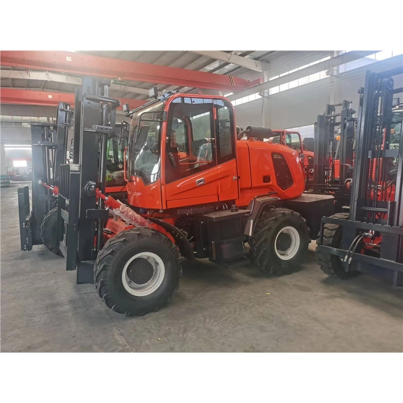 Carretilla elevadora Rough Terrian 3ton 3,5ton 4WD fuera de la carretera Forklift la mayoría Popular Modelo Japonés Motor Potencia fuerte neumáticos Industriales Forklift