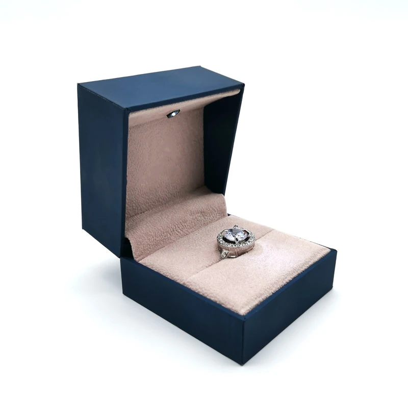 Kundenspezifische Luxus Blue Engagement Ring Box Verpackung