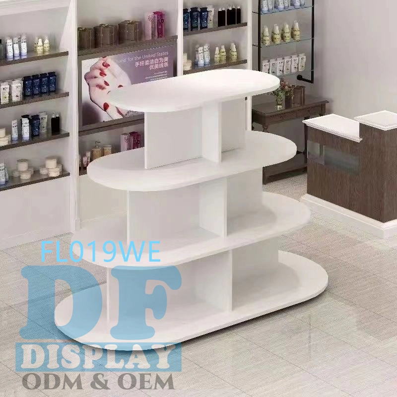 Wood Round Platform Display Stand Supermarket Shelf Stacks Cosmetics Cabinet Exhibition Stand Wooden Portable Retail Table Display Stand Counter