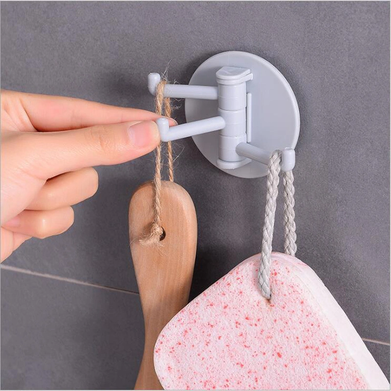 Rotary 3-Hook Kitchen Bathroom Seamless Wall Mount Hooks Hanger Organizer Wbb12191