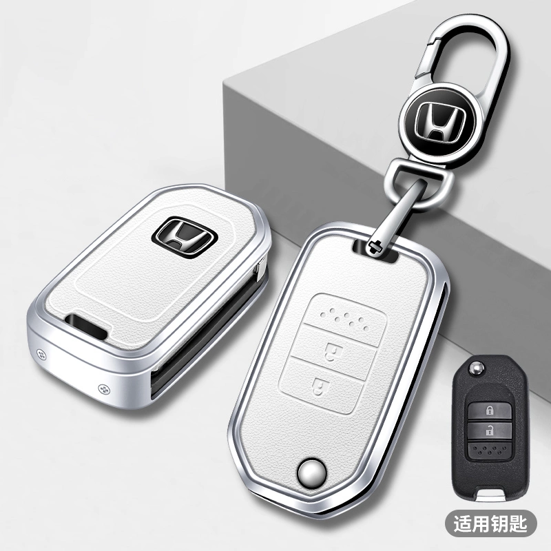 Leder Auto-Schlüssel-Abdeckung Fall Metall Auto-Schlüssel-Tasche Fit Für Honda