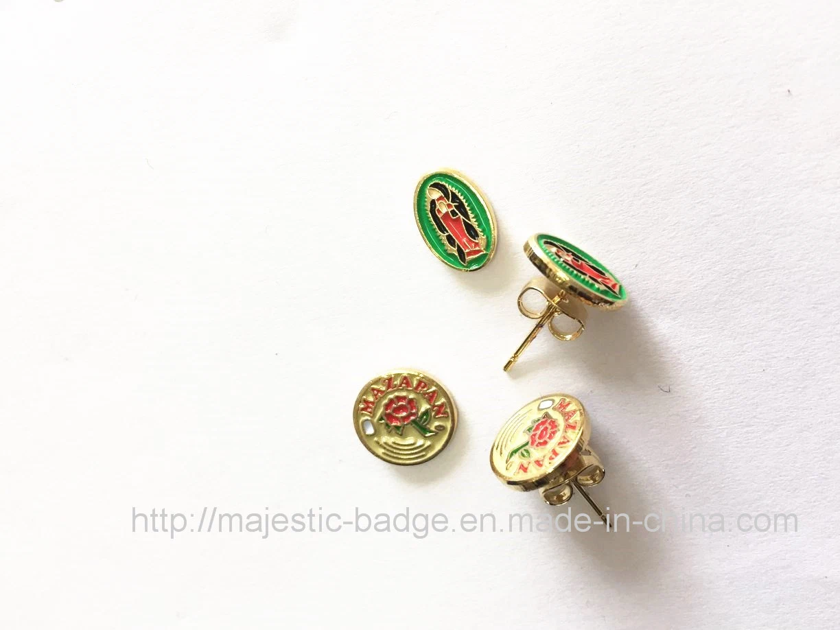 Custom Fashion Design Gold Metal Stud Earrings for Promotional Gift