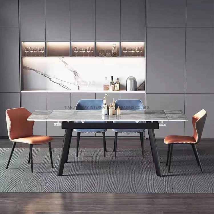 Italiano Dobra moderno mobiliário extensível mesa de jantar define Luxury 6 cadeiras sinterizada pedra mármore de cerâmica de mesa de jantar