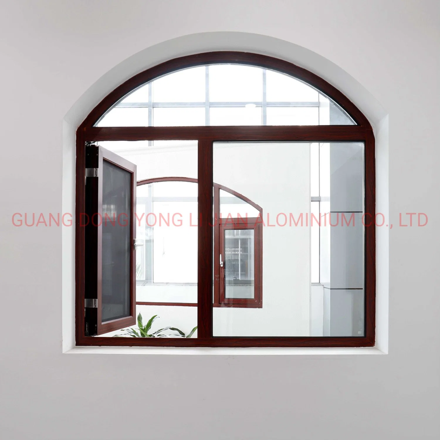 China Aluminum Factory Low E Tempered Thermal Insulation Glass Sliding/ Casement/ Opening Aluminium Window with Wood Grain Color