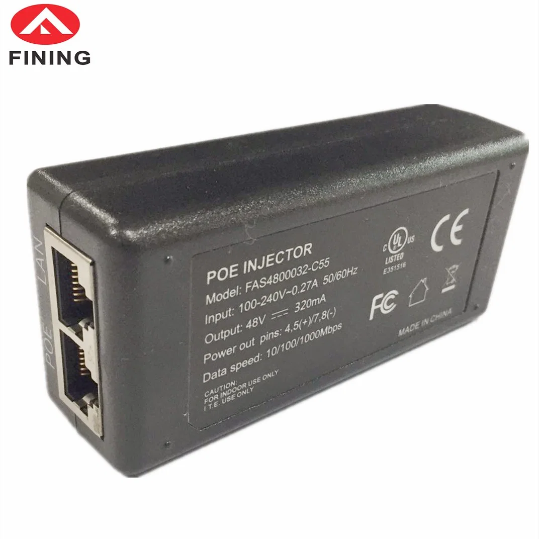 PoE Ethernet Network Desktop 48V 0,5A 24W 1000mbp AC DC Adaptador de alimentación Active Poe