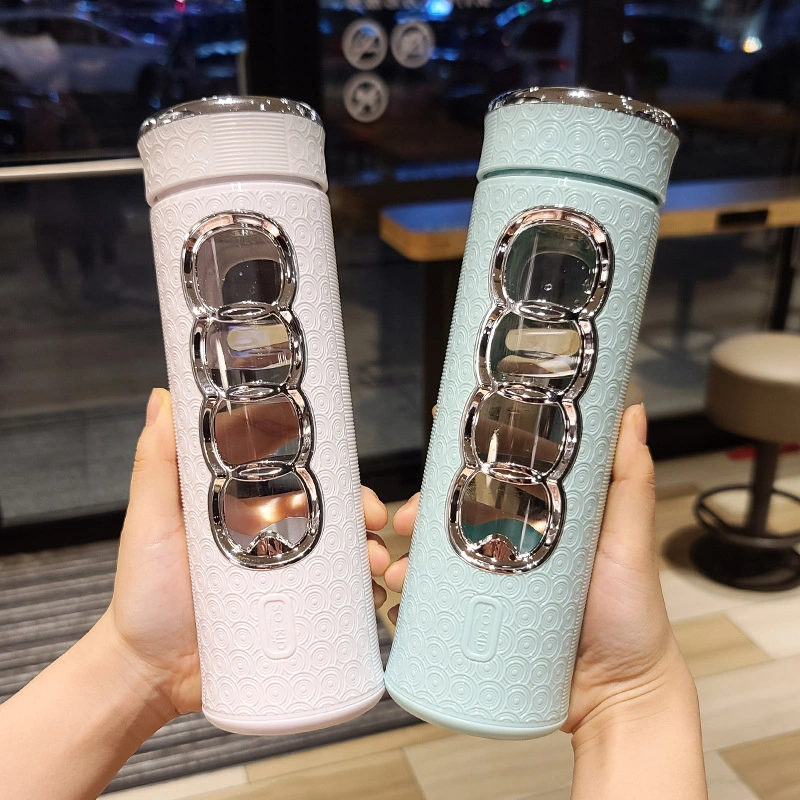 High-Value Simple and Fresh Glass Personality Creative Student Water Cup Female Summer Outdoor Men's Hand-Held Cup Heat Insulation