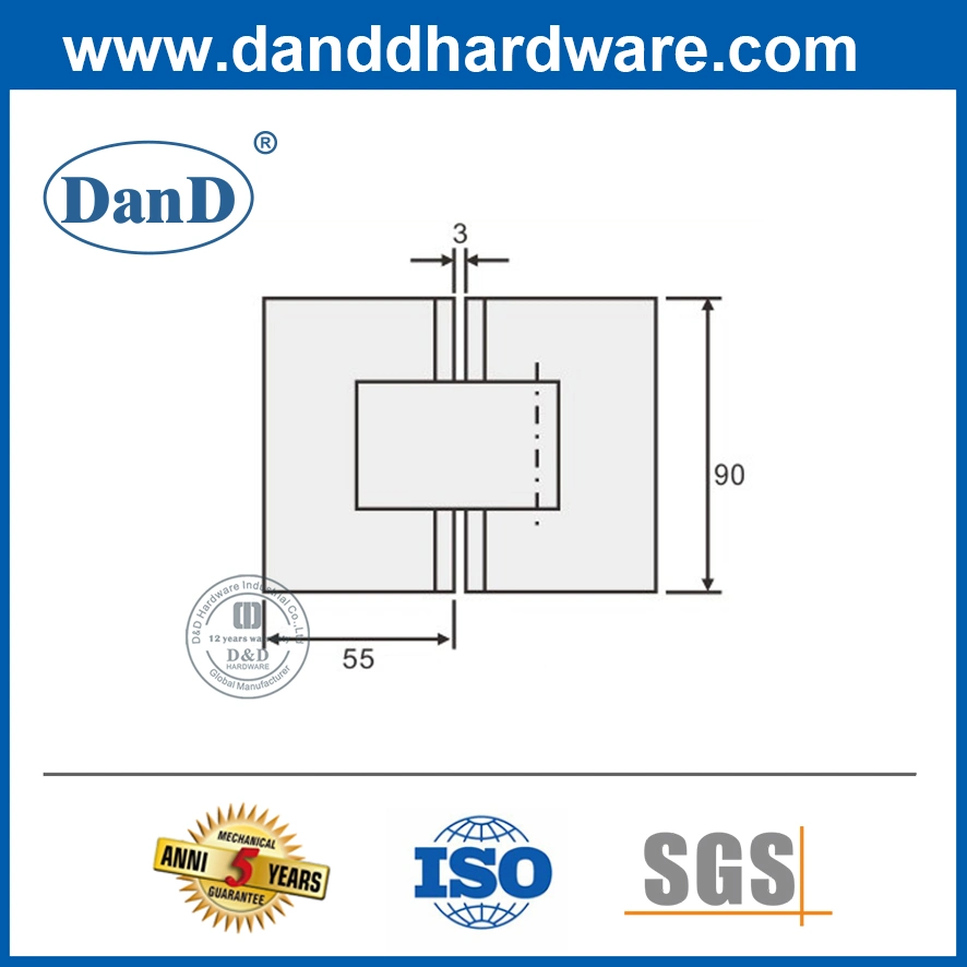 AISI 304 Parede para banheiro chuveiro porta de hardware de montagem da dobradiça