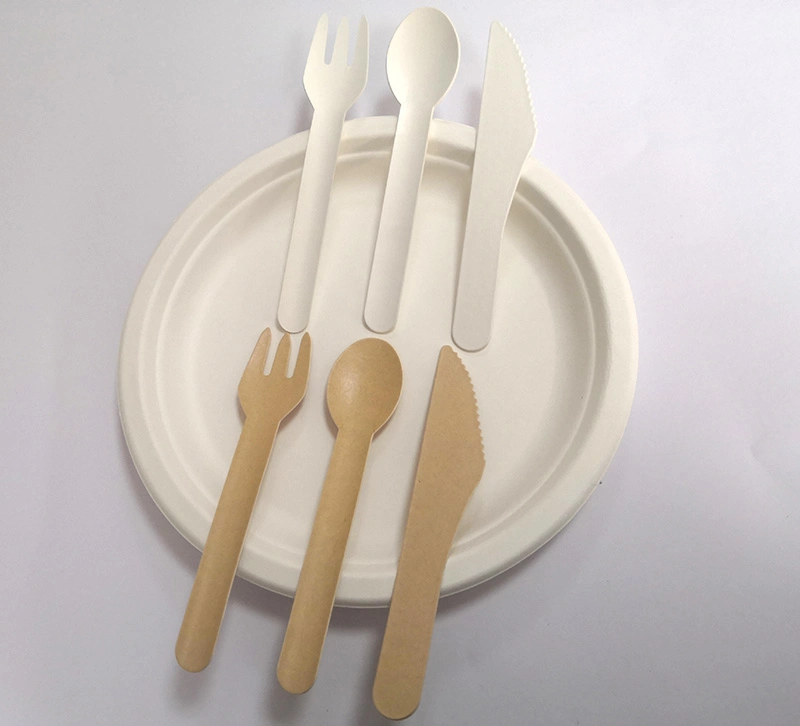 100% Compostable Plastic Free Paper Knife and Fork Eco Source Biodegradable Tableware