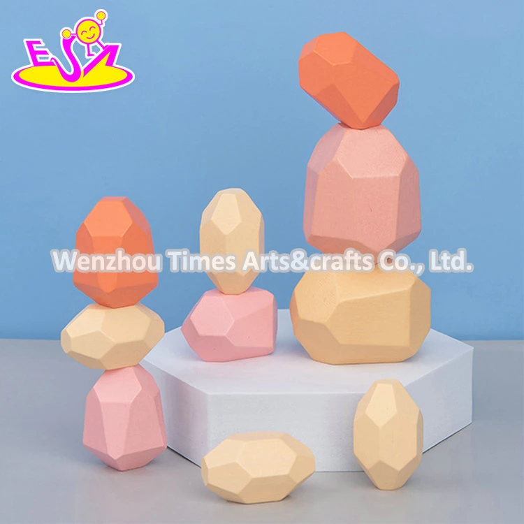 Customize Stone Shape Wooden Infant Stacking Blocks for Children W13D308