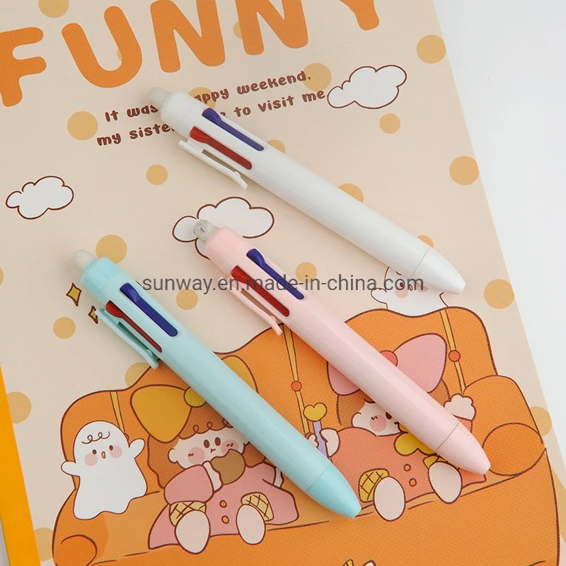 School Stationery 4 in 1 Eraser Multicolor Pen Wih Pencil