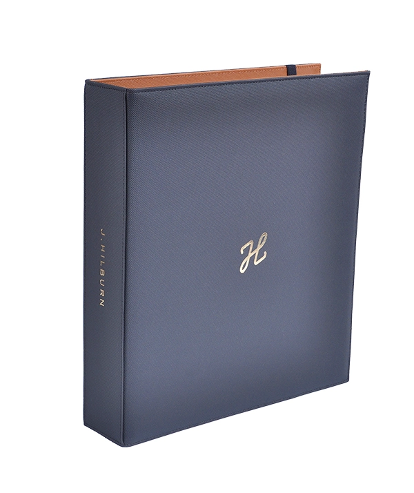 Customize High quality/High cost performance  PU Leather 3ring Binder Embossed A4 File Folder