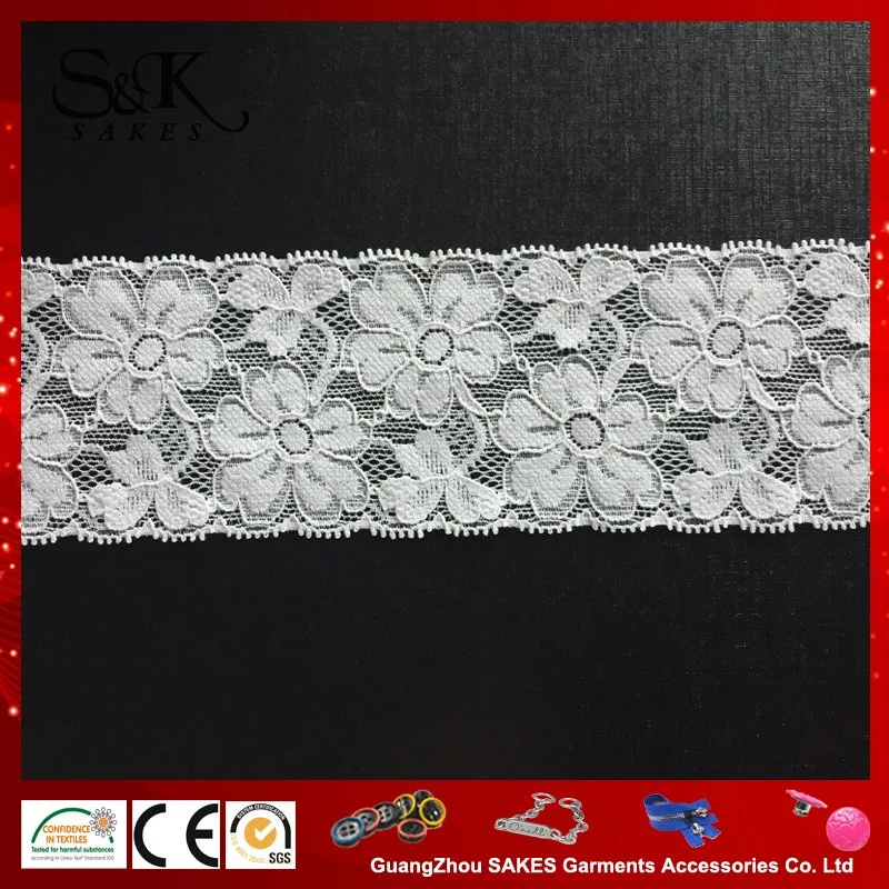 New Design 6cm Elastic Polyester Lace for Lady Clothing