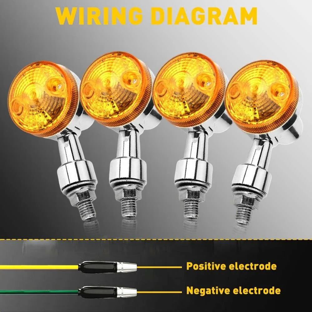 Motorcycle Turn Signals Blinker Light Brake Light Indicator Light with Chrome Amber