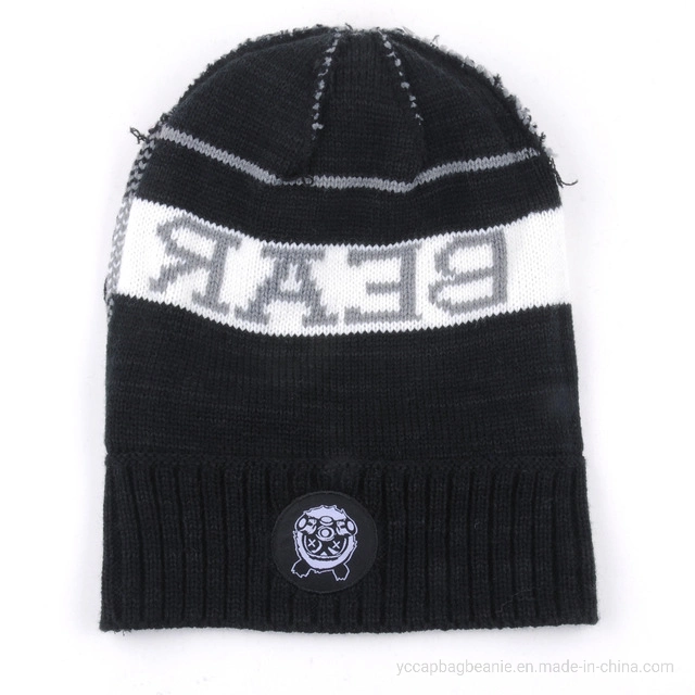 Custom OEM Winter Warm Football Ski Sport Knitted Beanie Hat
