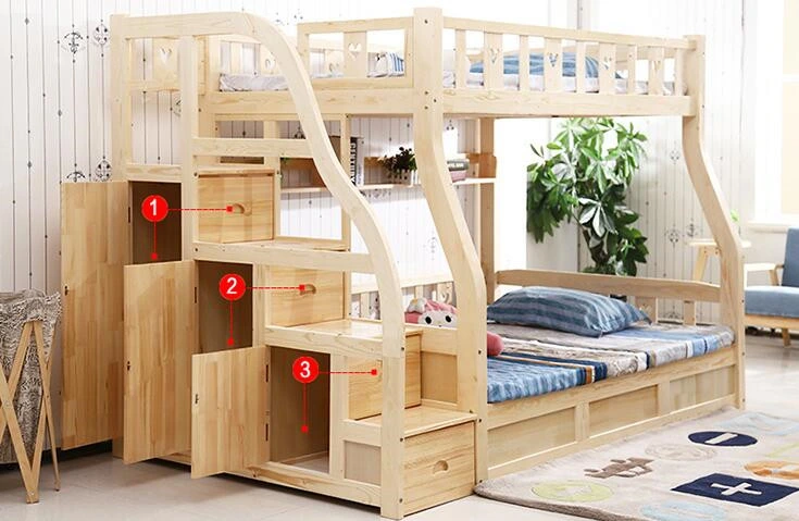 Solid Wooden Bed Room Bunk Beds Children Bunk Bed (M-X2213)