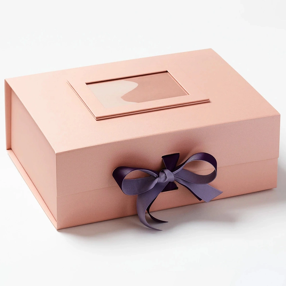 Four Color Logo Printing Cardboard Gift Box with Ribbon